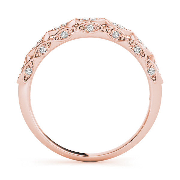 Rose gold Marquise Diamond Pave Eternity Band with Bezel Setting