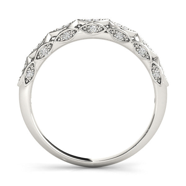 Silver Marquise Diamond Pave Eternity Band with Bezel Setting