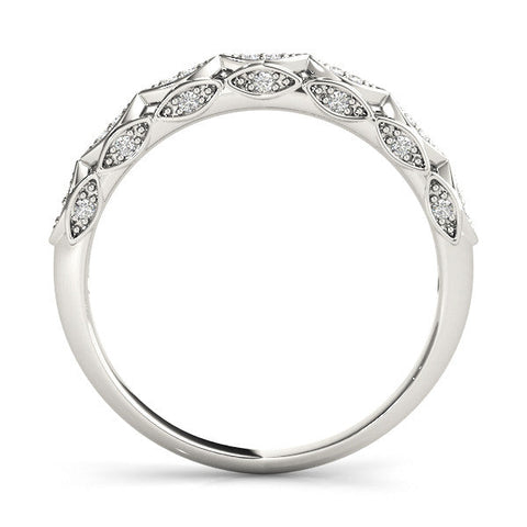 White gold Marquise Diamond Pave Eternity Band with Bezel Setting