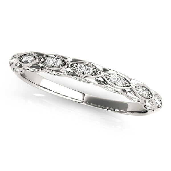 White gold Marquise Diamond Pave Eternity Band with Bezel Setting