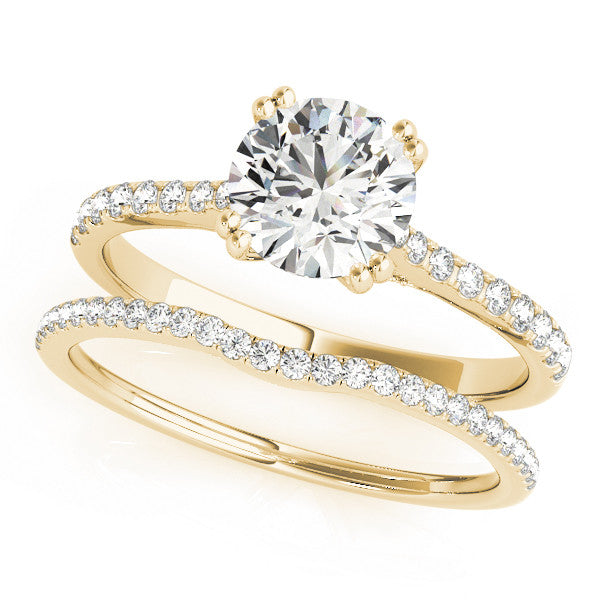 Yellow gold Marquise Solitaire Pave Diamond Engagement Ring with Prong Setting