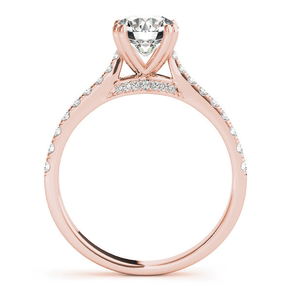 Rose gold Emerald Solitaire Pave Diamond Engagement Ring with Prong Setting