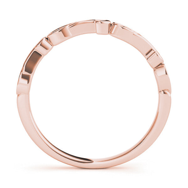 Rose gold Marquise Diamond Leaf Twist Eternity Band with Bezel Setting