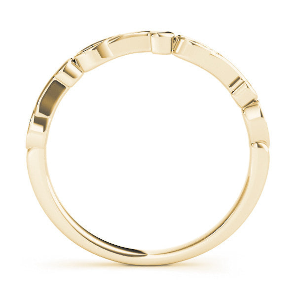 Yellow gold Marquise Diamond Leaf Twist Eternity Band with Bezel Setting