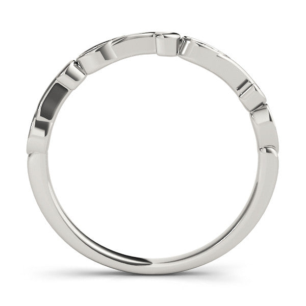 Platinum Marquise Diamond Leaf Twist Eternity Band with Bezel Setting