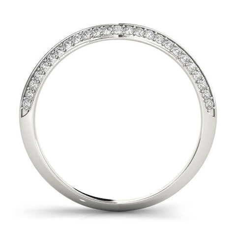 Silver Pavé Round Diamond Wave Band with Shared Prong Setting