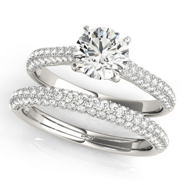 Platinum Pavé Round Diamond Eternity Band with Prong Setting
