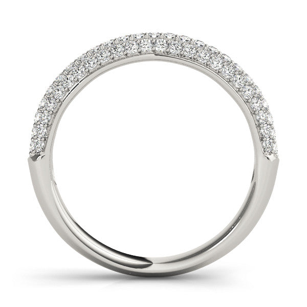 Silver Pavé Round Diamond Eternity Band with Prong Setting