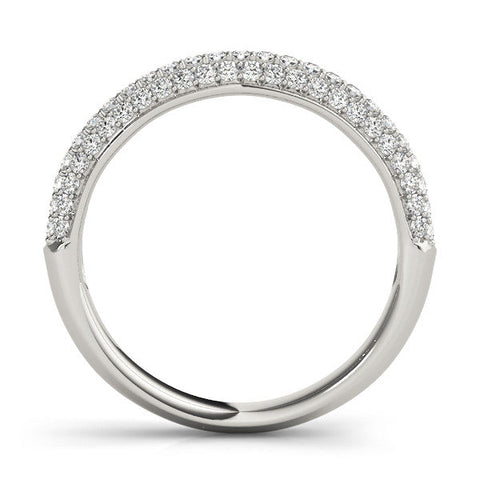 Silver Pavé Round Diamond Eternity Band with Prong Setting