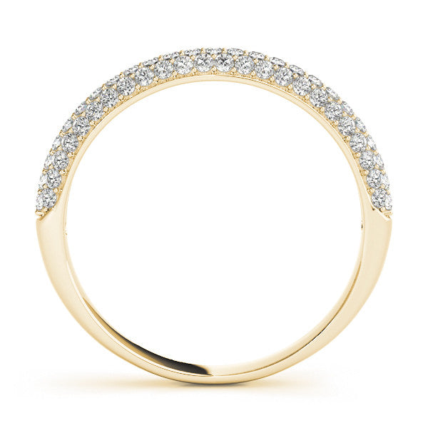 Yellow gold Round Diamond Pave Set Eternity Band with Shared Prong Setting