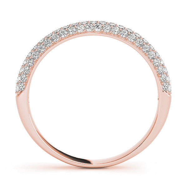 Rose gold Round Diamond Pave Set Eternity Band with Shared Prong Setting
