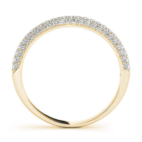 Yellow gold Round Diamond Pave Set Eternity Band with Shared Prong Setting