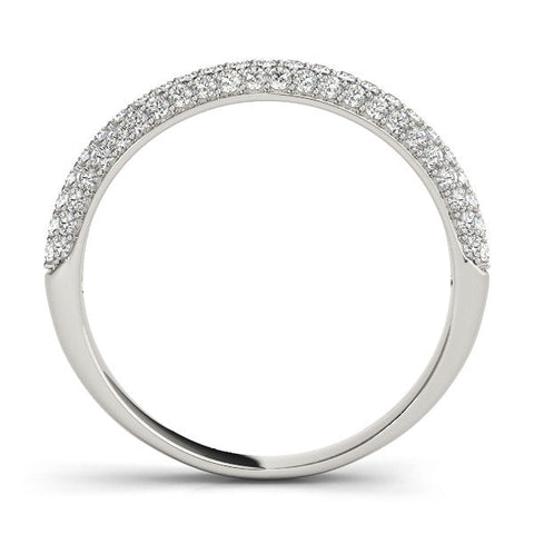 Silver Round Diamond Pave Set Eternity Band with Shared Prong Setting