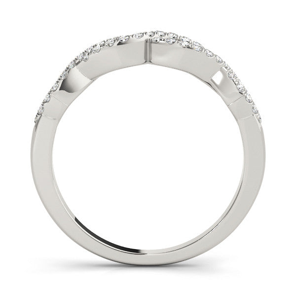 White gold Infinity Twist Diamond Pavé Band with Round Stones and Prong Setting