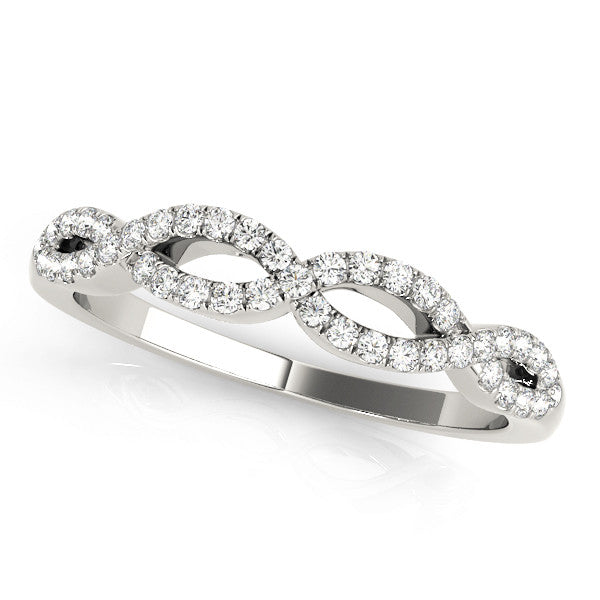 White gold Infinity Twist Diamond Pavé Band with Round Stones and Prong Setting