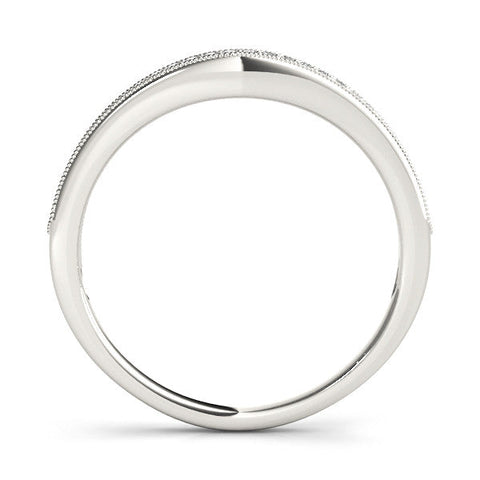 Platinum Pavé Round Diamond Contour Band with Milgrain Edge