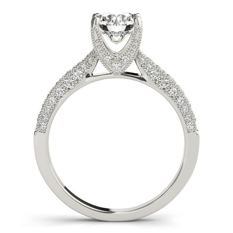 White gold Round Cut Diamond Pave Band with Four-Prong Setting