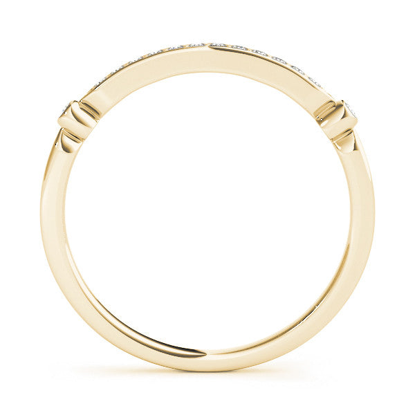Yellow gold Pavé Round Diamond Bar Station Ring with Channel Setting