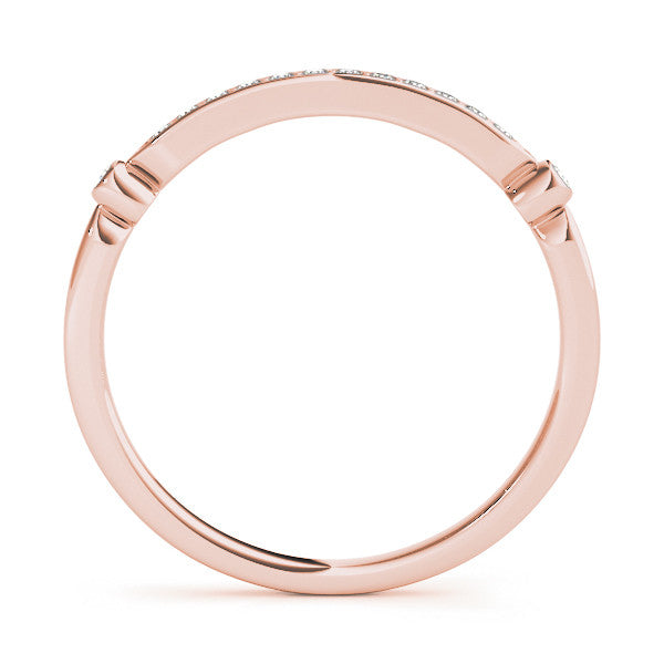 Rose gold Pavé Round Diamond Bar Station Ring with Channel Setting