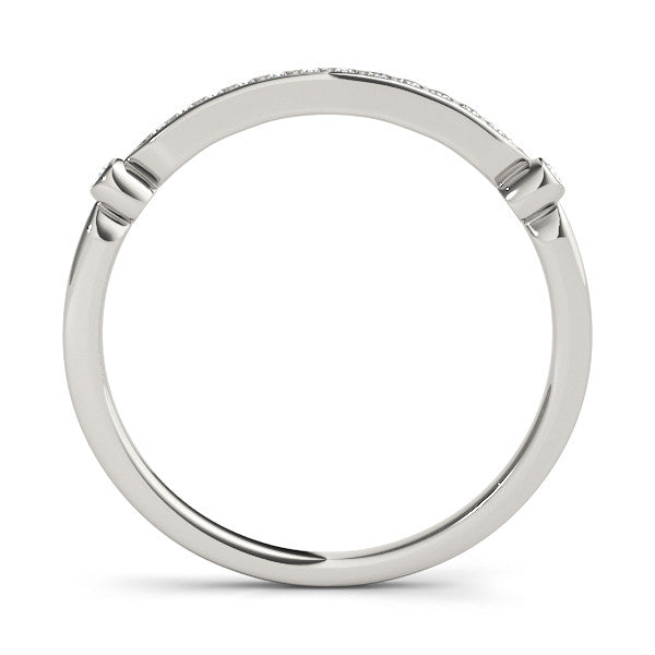 White gold Pavé Round Diamond Bar Station Ring with Channel Setting