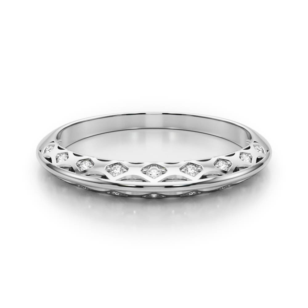 White gold Marquise Diamond Openwork Bangle with Pave Setting