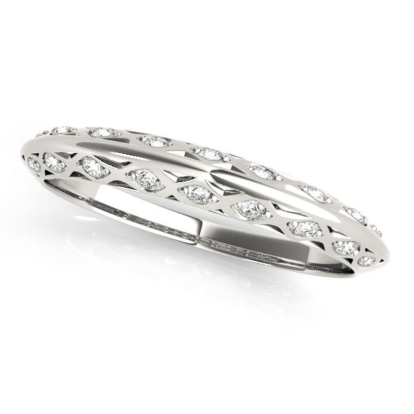 White gold Marquise Diamond Openwork Bangle with Pave Setting