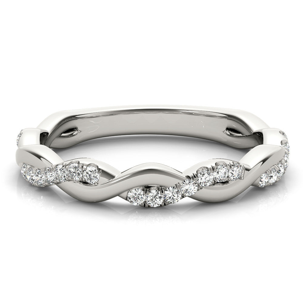 Platinum Round Diamond Twist Eternity Band with Pavé Setting