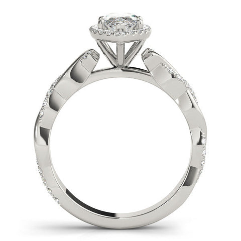 Silver Marquise Halo Twisted Band Prong Setting Ring