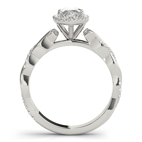 Platinum Marquise Halo Twisted Band Prong Setting Ring