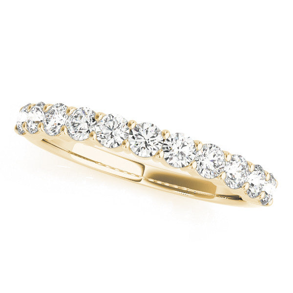 Yellow gold Round Diamond Half-Eternity Prong-Set Band
