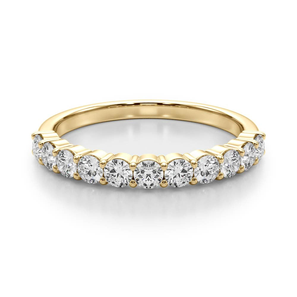 Yellow gold Round Diamond Half-Eternity Prong-Set Band