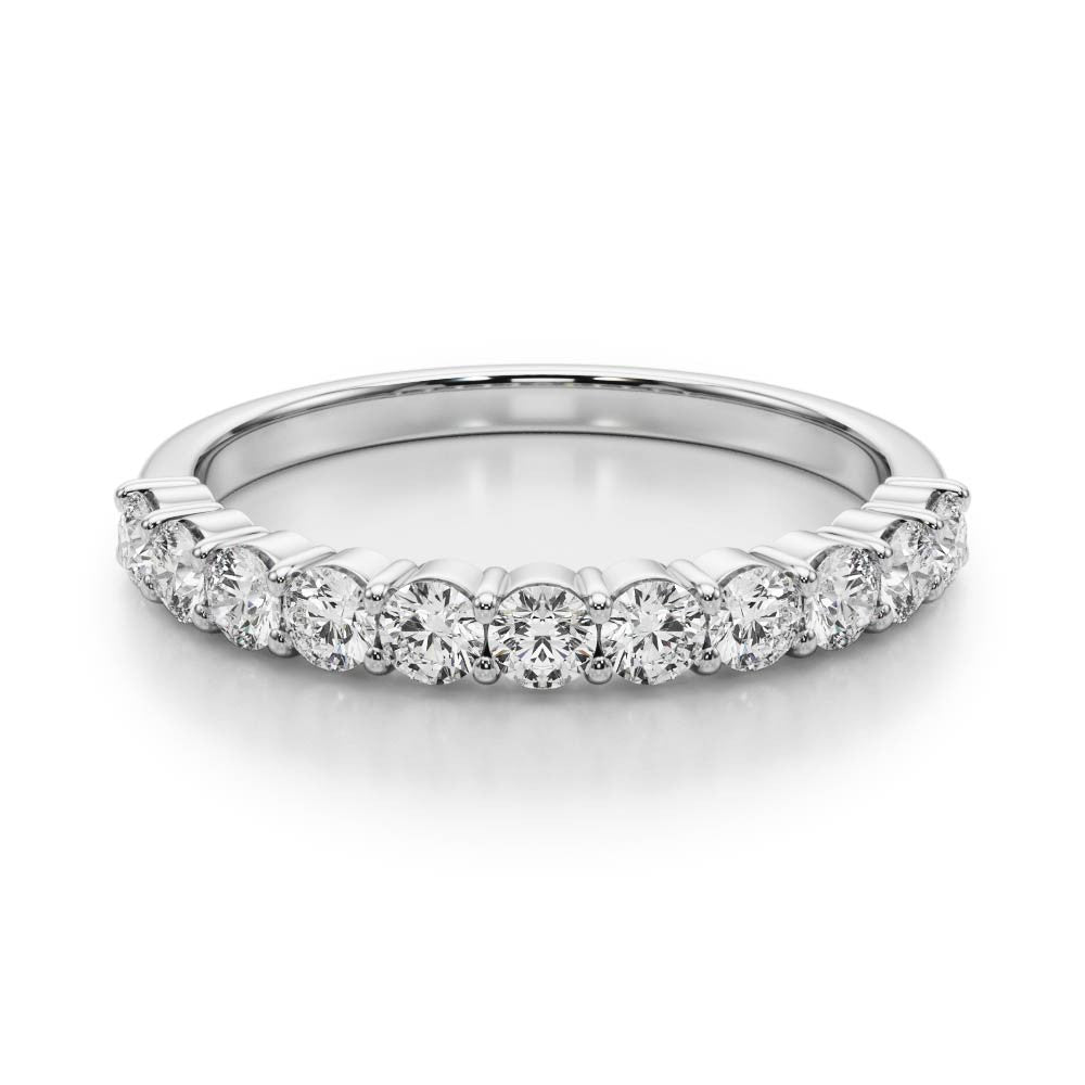White gold Round Diamond Half-Eternity Prong-Set Band