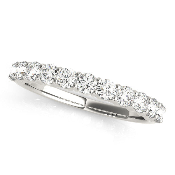 White gold Round Diamond Half-Eternity Prong-Set Band