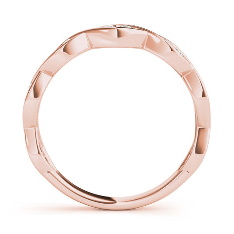 Rose gold Round Diamond Twist Eternity Band with Bezel Setting