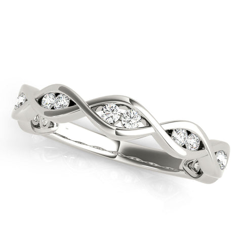 Platinum Round Diamond Twist Eternity Band with Bezel Setting