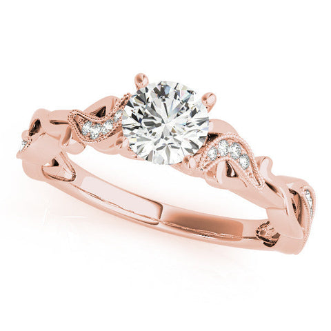 Rose gold Oval Solitaire Vine Band with Milgrain Prong Setting