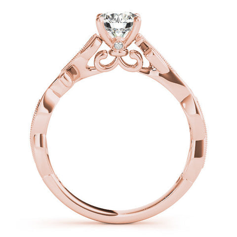 Rose gold Cushion Solitaire Vine Band with Milgrain Prong Setting
