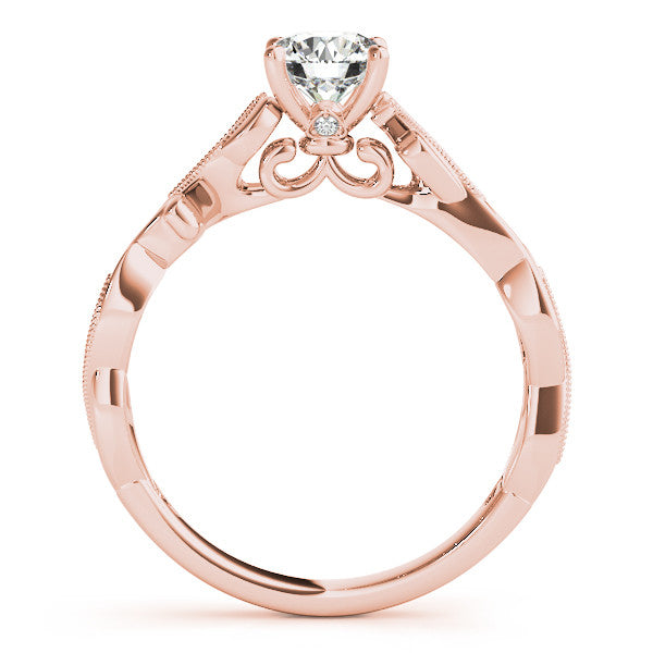 Rose gold Princess Solitaire Vine Band with Milgrain Prong Setting