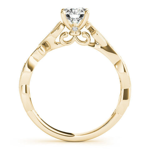 Yellow gold Marquise Solitaire Vine Band with Milgrain Prong Setting