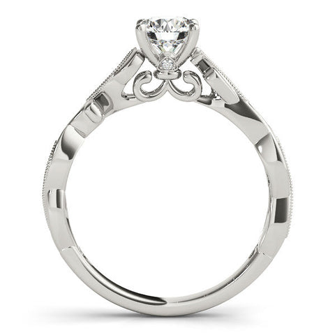 Silver Marquise Solitaire Vine Band with Milgrain Prong Setting
