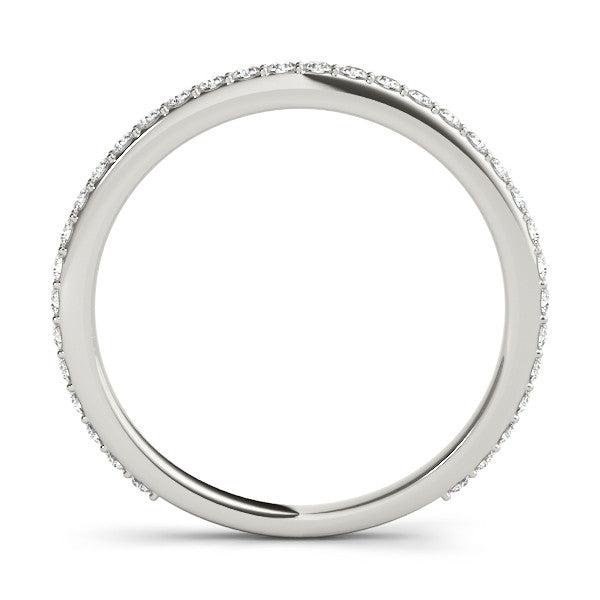 White gold Pavé Round Diamond Eternity Band with Shared Prong Setting