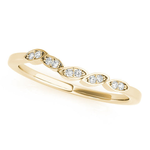 Yellow gold Marquise Diamond Leaf Eternity Band with Bezel Setting