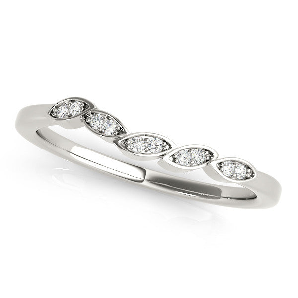 Platinum Marquise Diamond Leaf Eternity Band with Bezel Setting