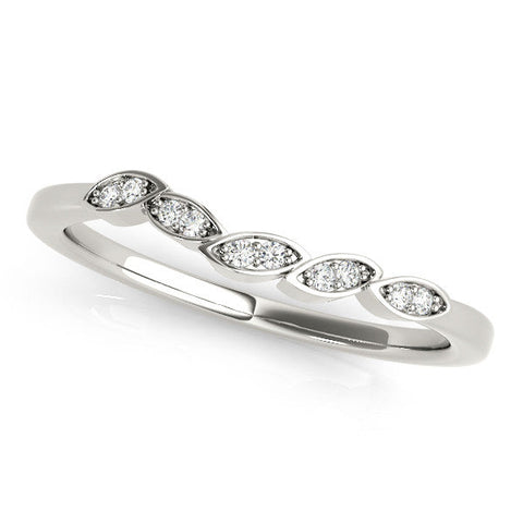 Platinum Marquise Diamond Leaf Eternity Band with Bezel Setting