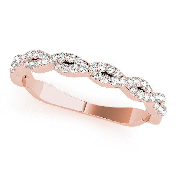 Rose gold Twisted Diamond Pavé Round Eternity Band with Shared Prong Setting