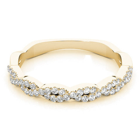 Yellow gold Twisted Diamond Pavé Round Eternity Band with Shared Prong Setting