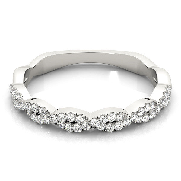 Silver Twisted Diamond Pavé Round Eternity Band with Shared Prong Setting