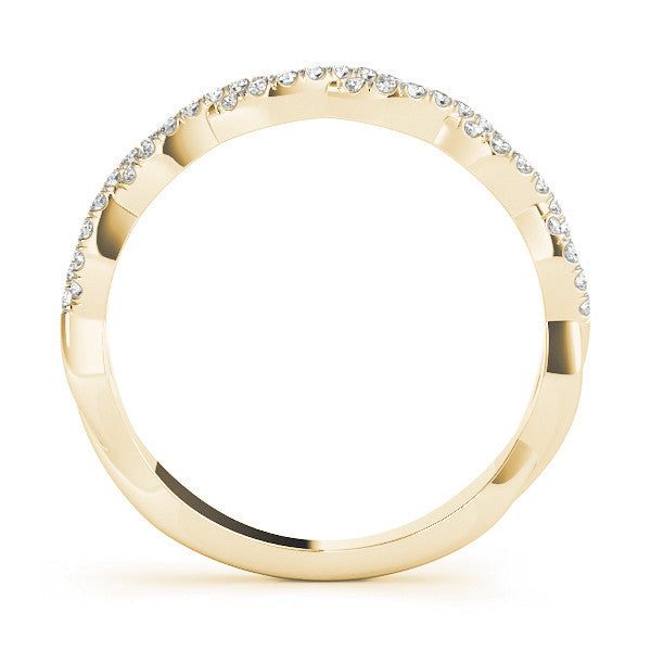Yellow gold Twisted Diamond Pavé Round Eternity Band with Shared Prong Setting
