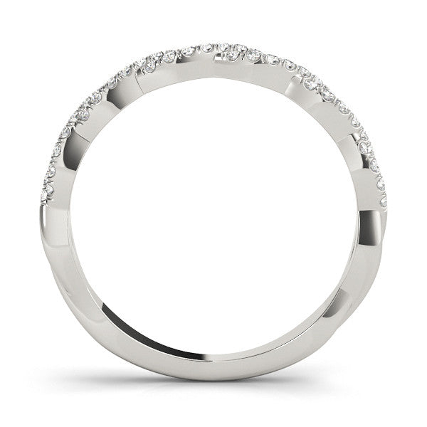 Silver Twisted Diamond Pavé Round Eternity Band with Shared Prong Setting