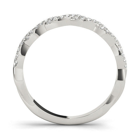 White gold Twisted Diamond Pavé Round Eternity Band with Shared Prong Setting